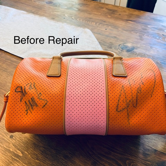 PRADA Boston Papaya Caramel Pink Saffiano Fori Perforated Satchel - Picture 13 of 13